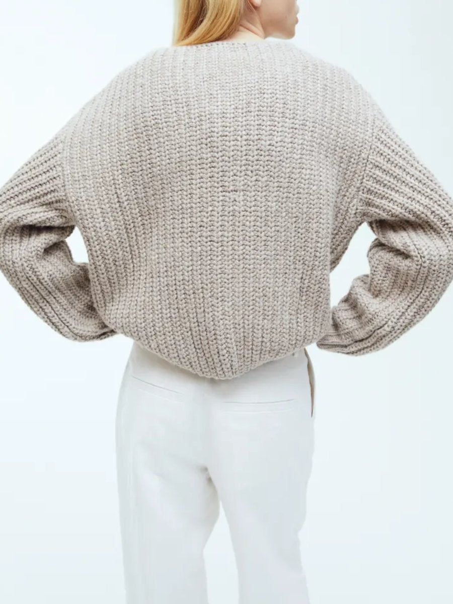 V-Neck Rib-Knit Sweater