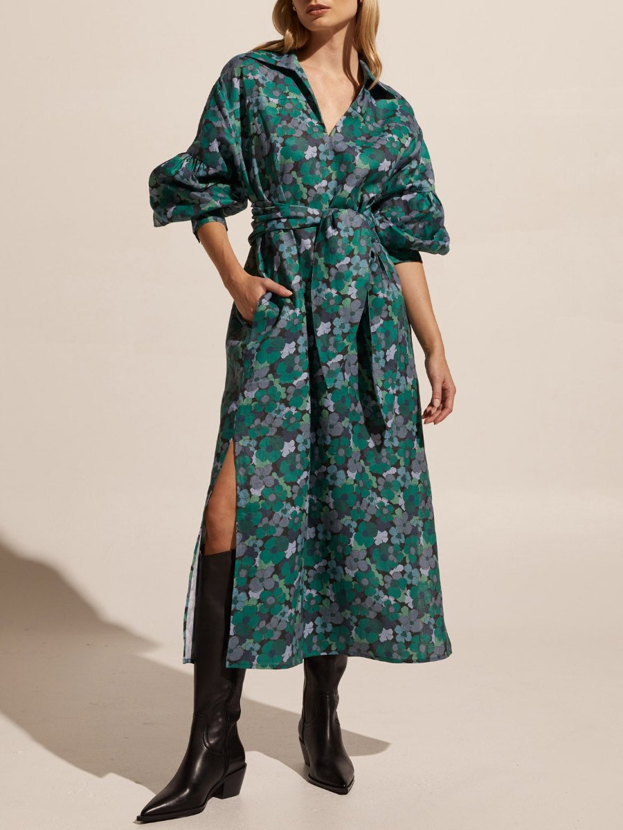 Juniper Floral Green Midi Dress