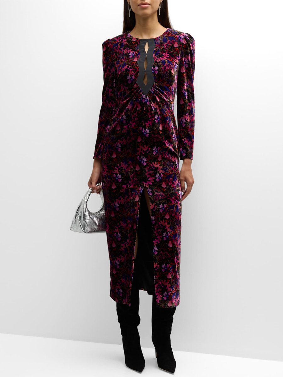 Canopyblack Velvet Cutout Midi Dress