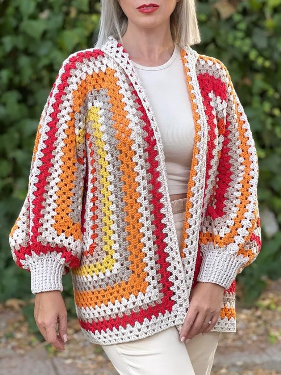 Colorful Crochet Oversized Cardigan