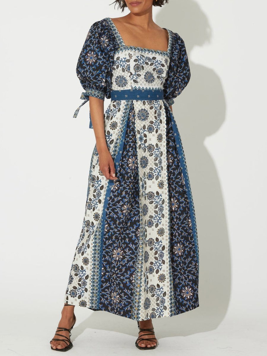 Puff Sleeve Ankle Maxi Dress