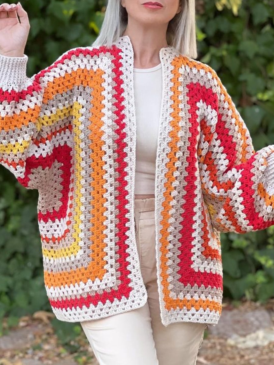 Colorful Crochet Oversized Cardigan