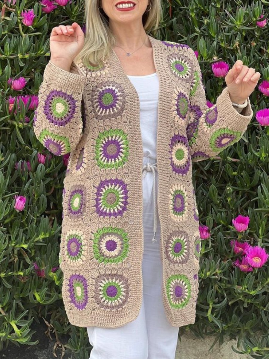 Granny Square Crochet Cotton Cardigan