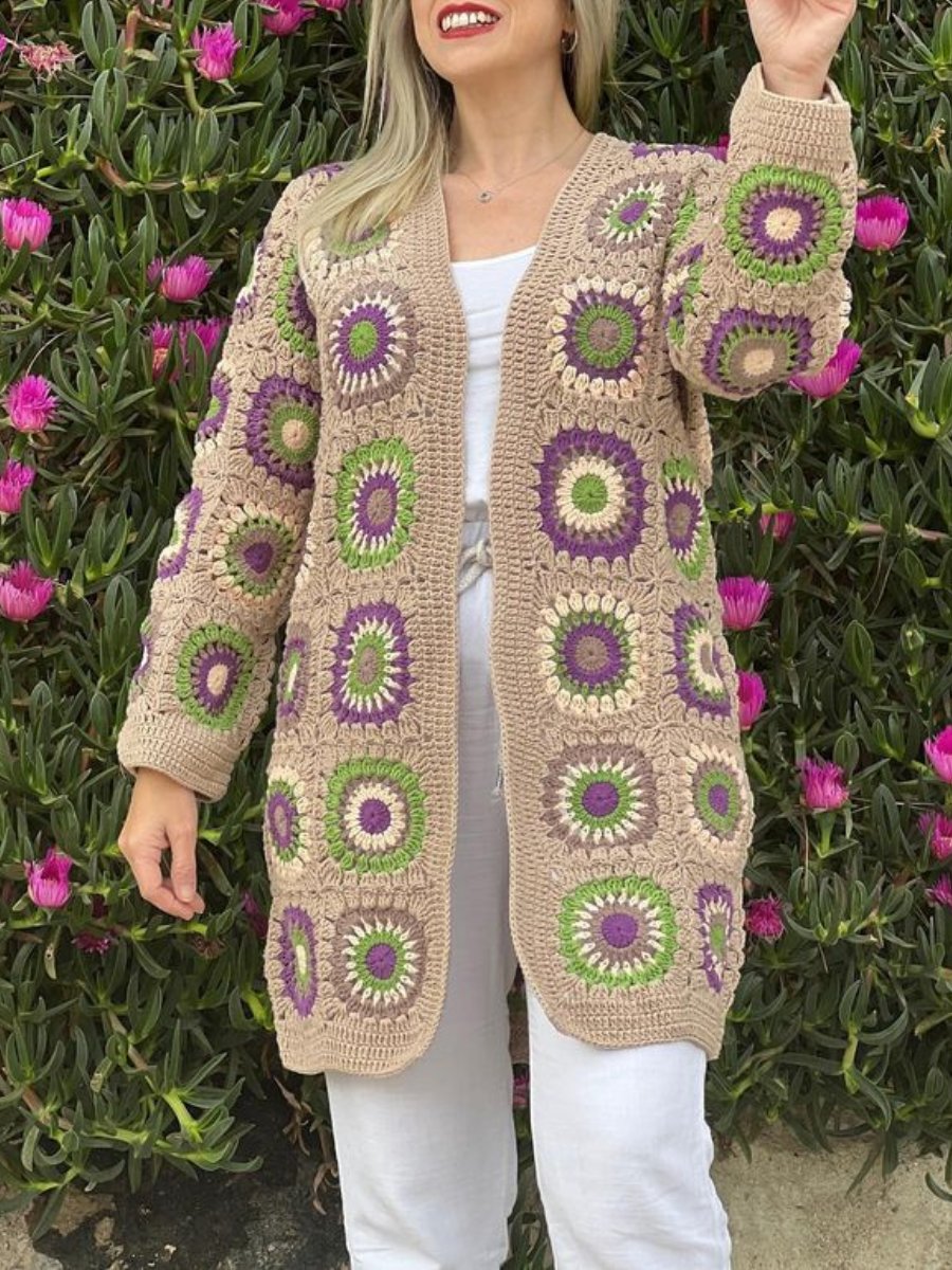 Granny Square Crochet Cotton Cardigan