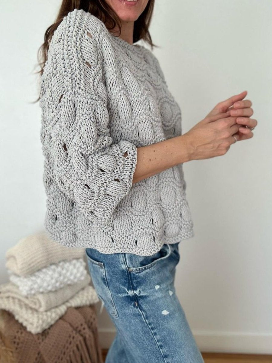 Knitted Cutout Grey Sweater