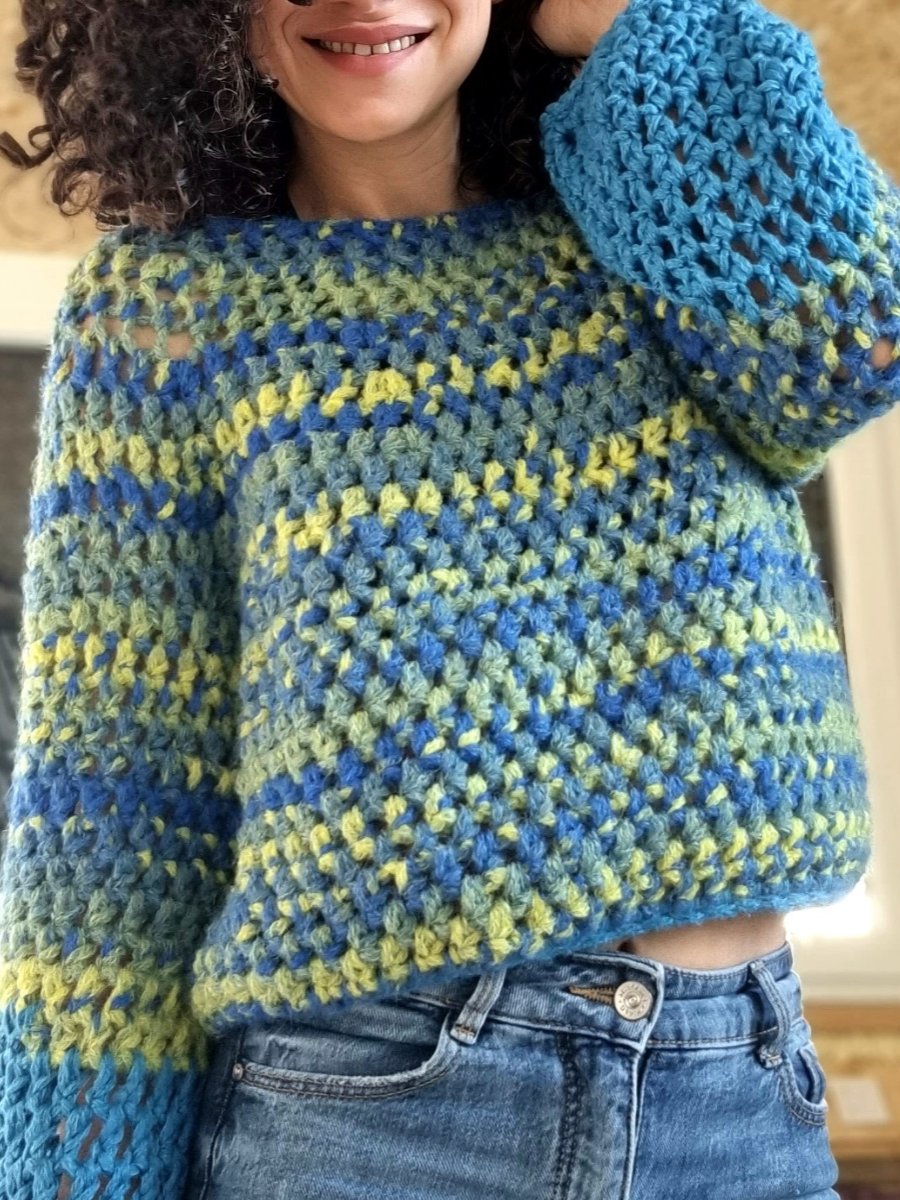 Colorblocked Knit Crew Neck Sweater
