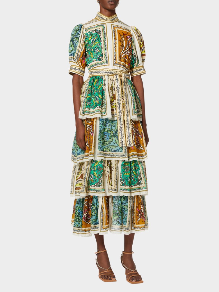 Multicolor Bohemian Tiered Midi Dress