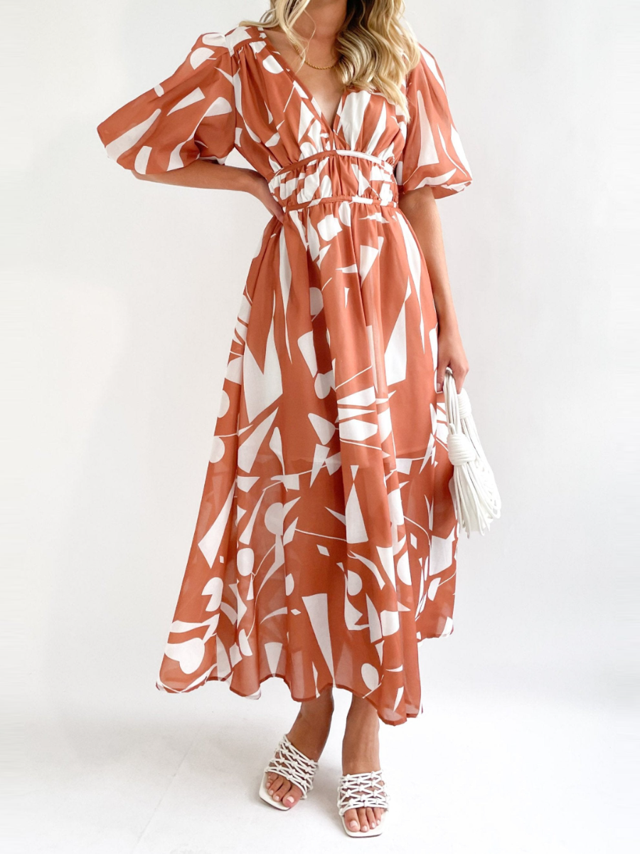 Irregular Printed Midi Dress