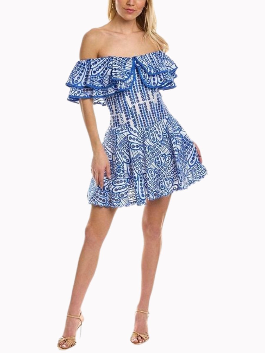 Embroidery Ruffled Mini Dress