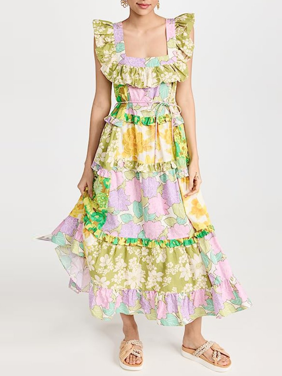 Multicolor Bohemian Retro Midi Dress