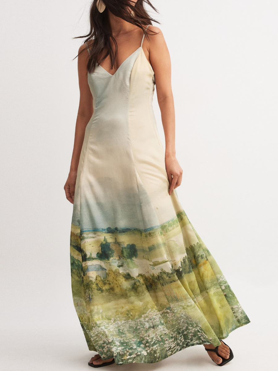 View Printed Slip Maxi Dress