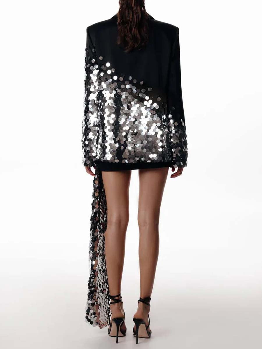 Asymmetric Sequined Two Pieces Dress