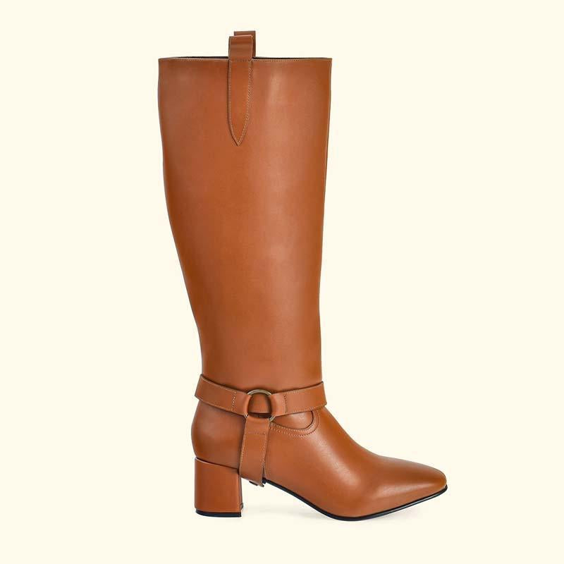 Women 2in1 Calf-Length Leather Finish Detachable Ankle-Knee Boots