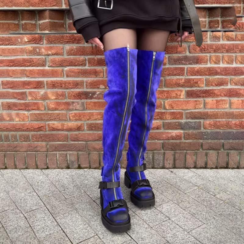 Zip Up Square Heel Over-the-Knee Boots