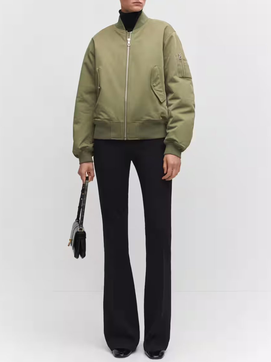 Khaki Oversized Bomber Jacket