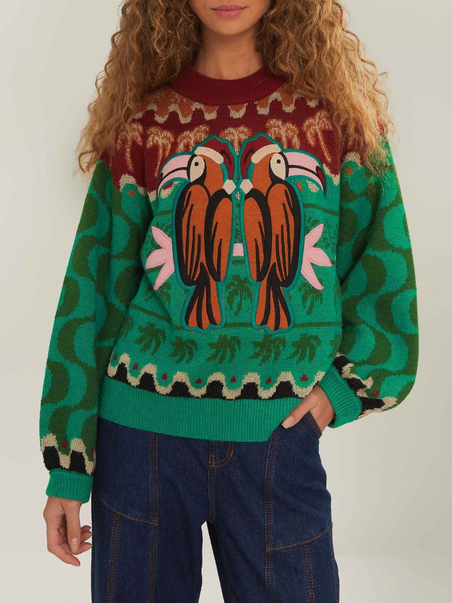 Green Toucans Knit Sweater