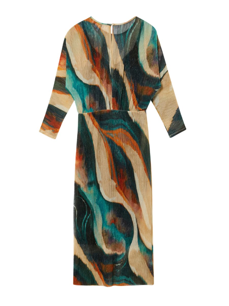 Green Swirls Printed Midi Dress