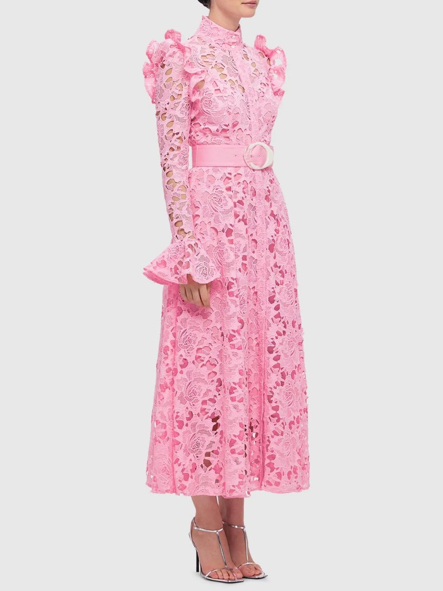 Lace Butterfly Sleeve Midi Dress