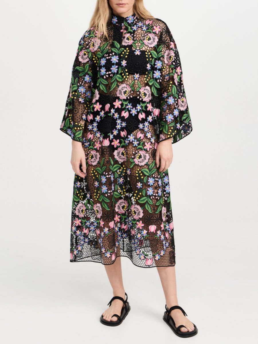 Floral Embroidery Midi Dress