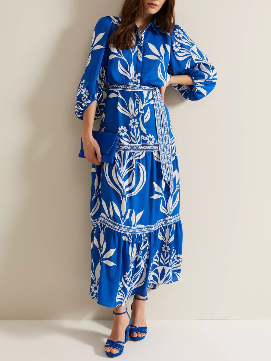 Coralie Floral Print Shirt Maxi Dress