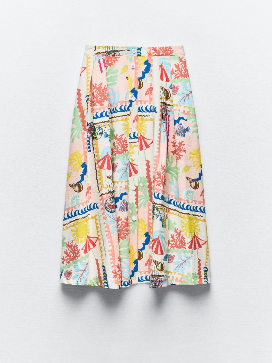 Patchwork Print Top With Skirt