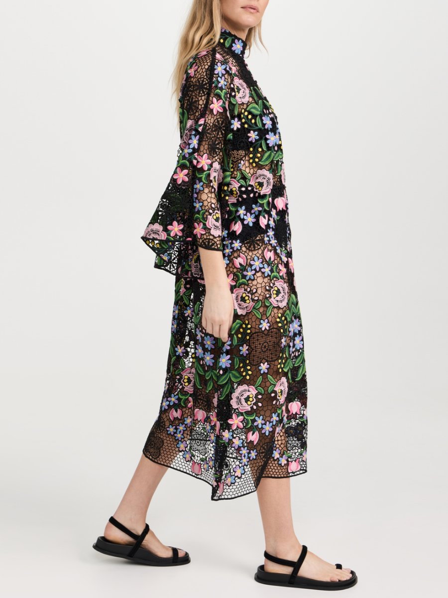 Floral Embroidery Midi Dress