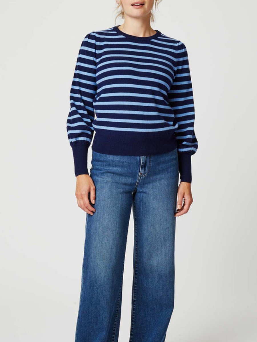 Navy Stripe Crew Neck Sweater