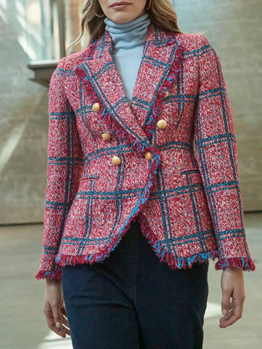 Elegant Double-Breasted Tweed Blazer