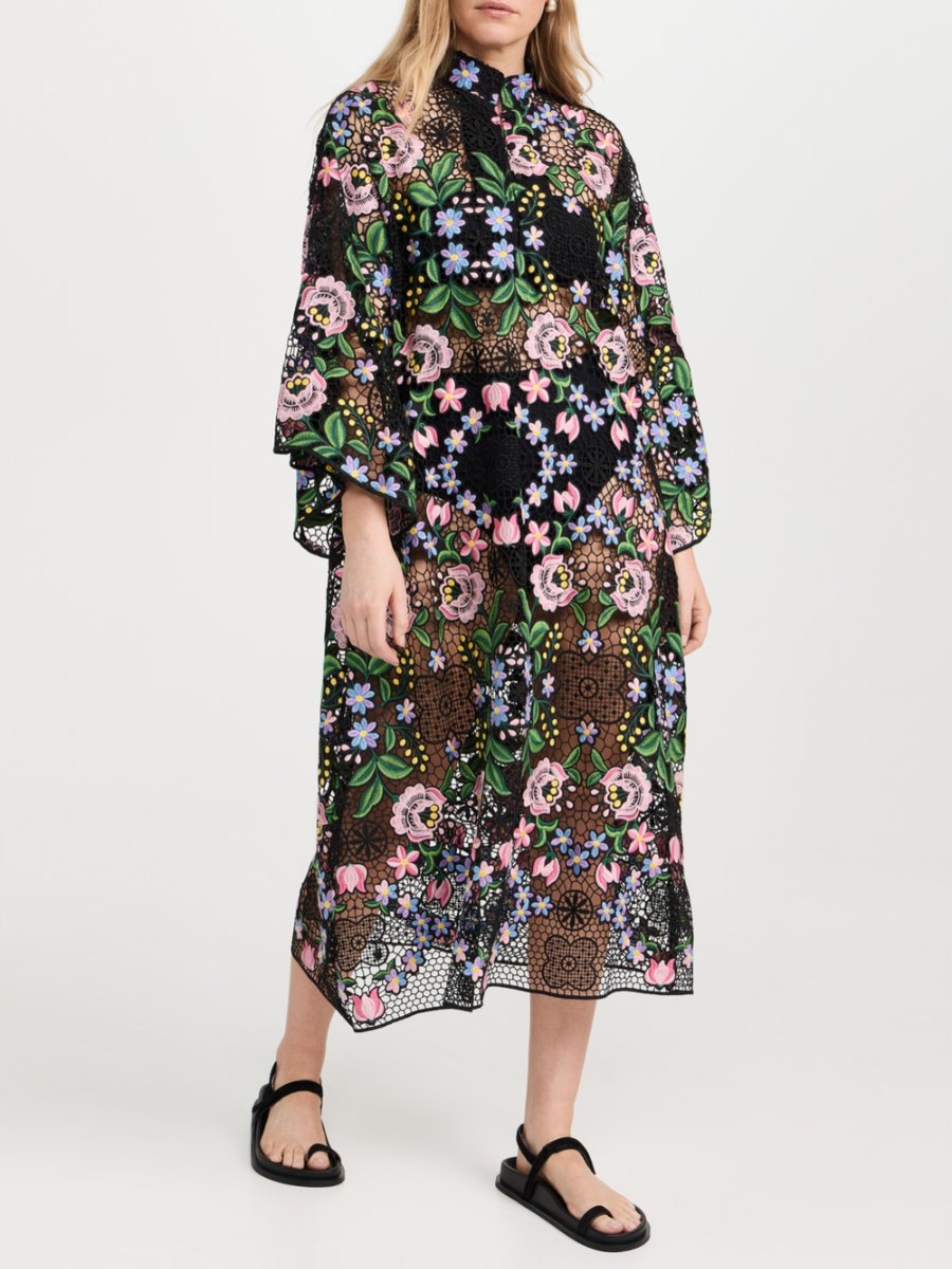 Floral Embroidery Midi Dress