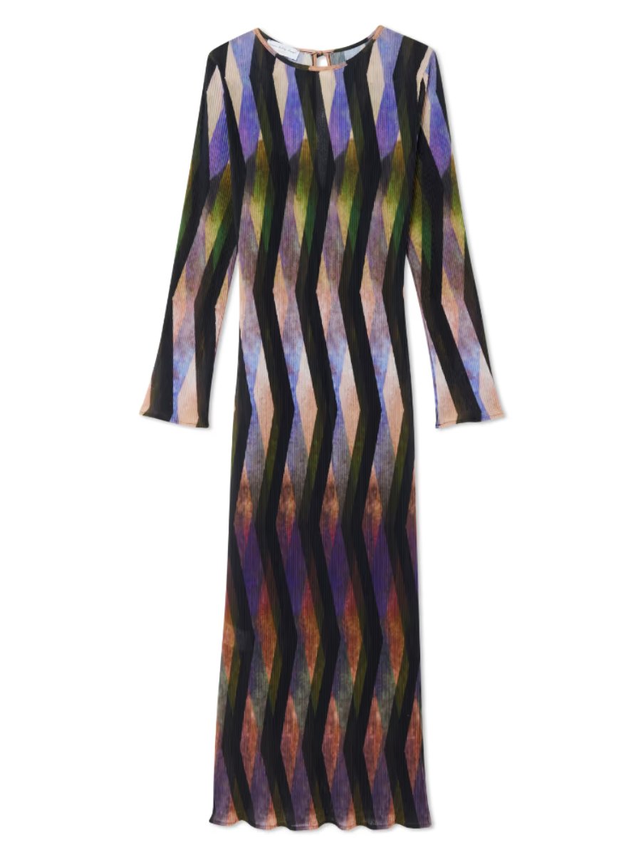 Zig Zag Print Stretchy Midi Dress