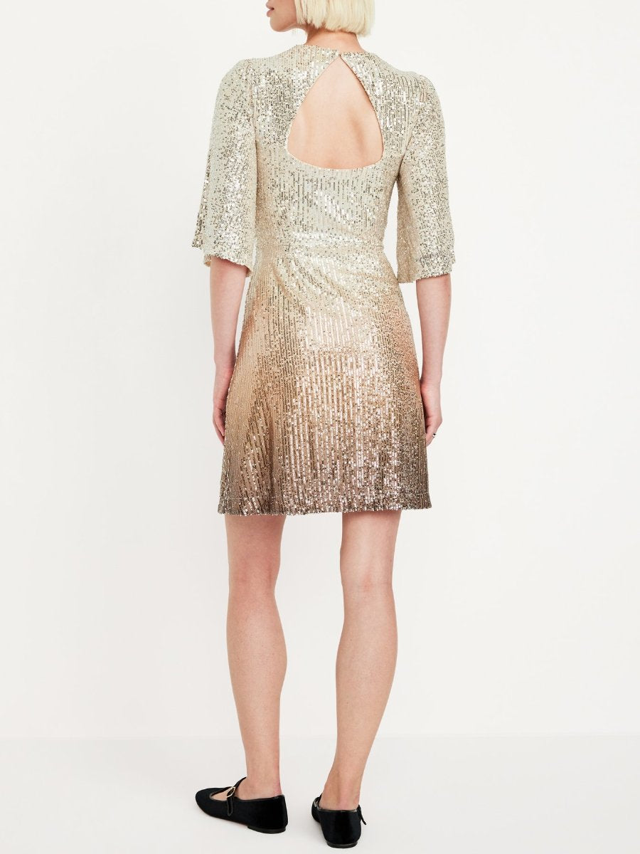 Half Sleeve Sequin Mini Dress