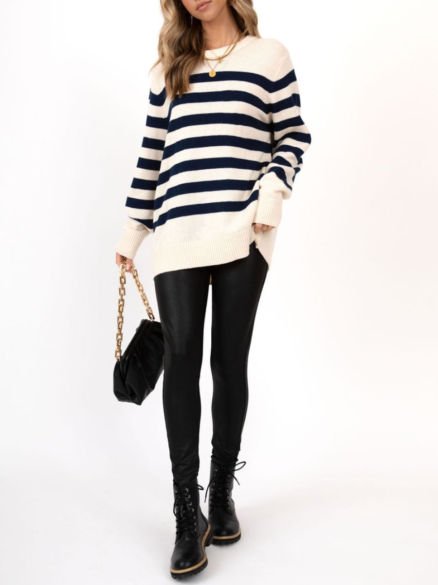 Venice Striped Knit Navy Sweater