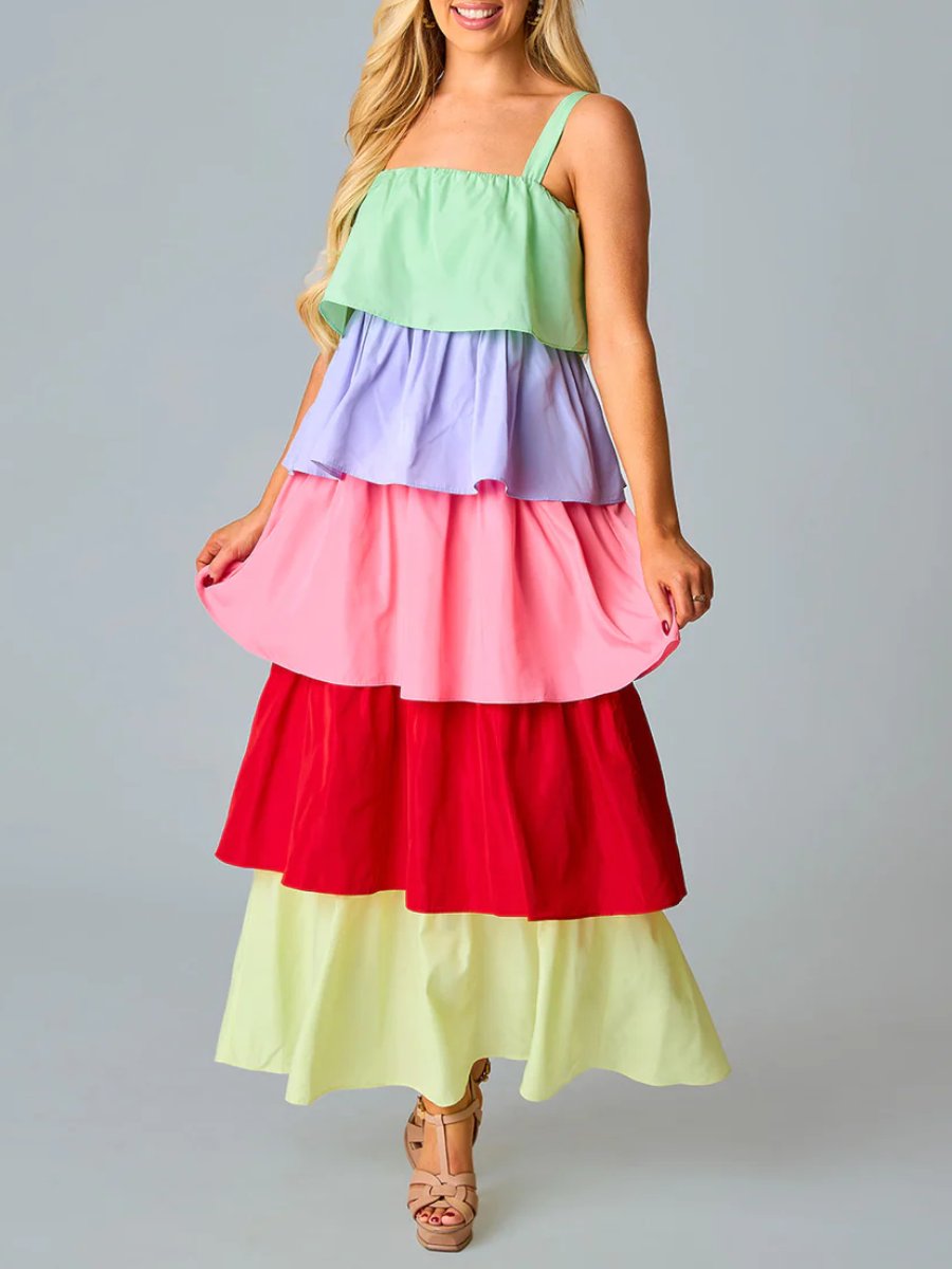 Multicolor Tiered Maxi Dress