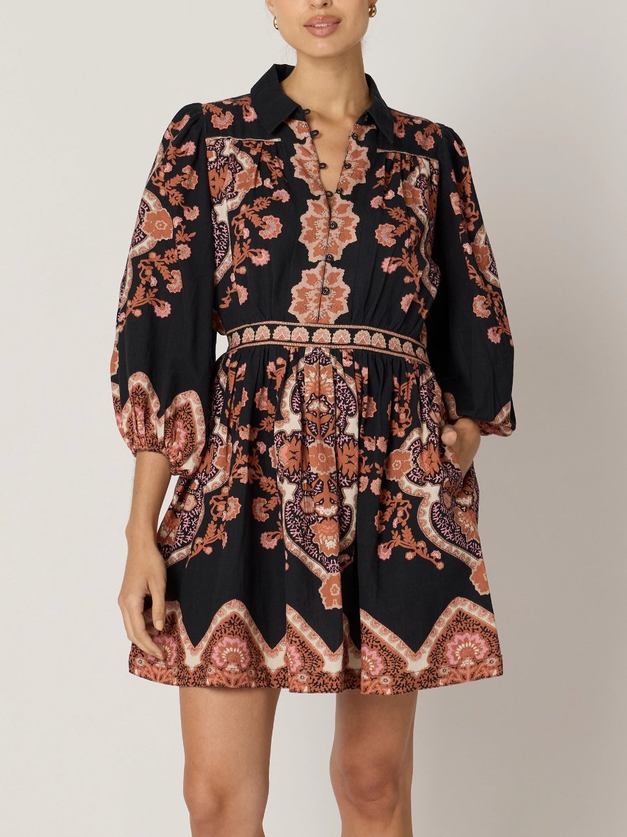 Dark Lagos Shirt Collar Mini Dress