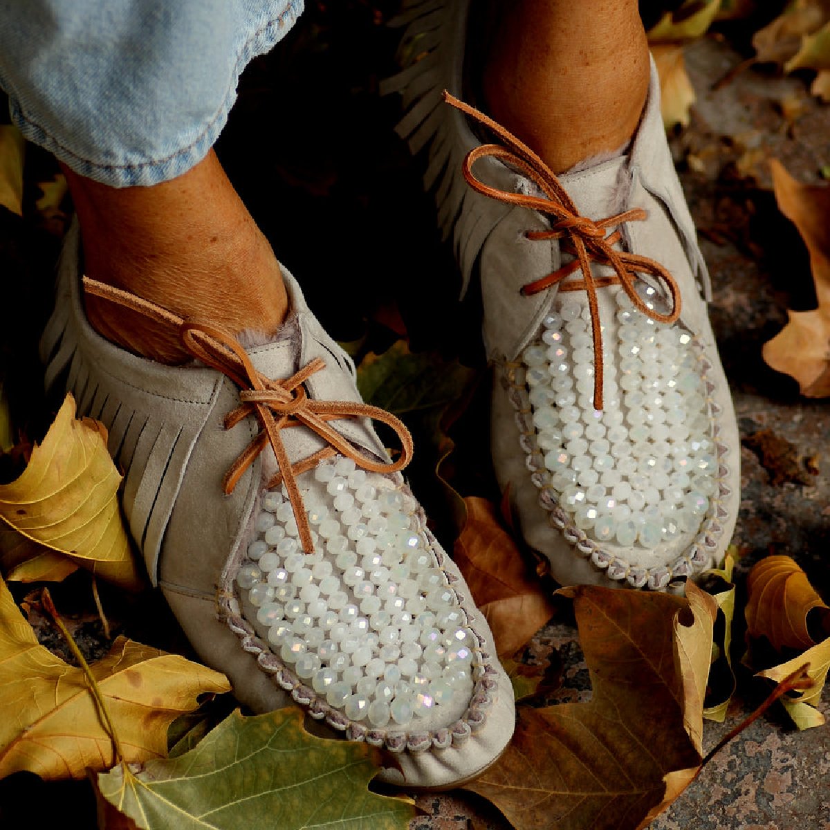 Fringe Crystal Moccasins