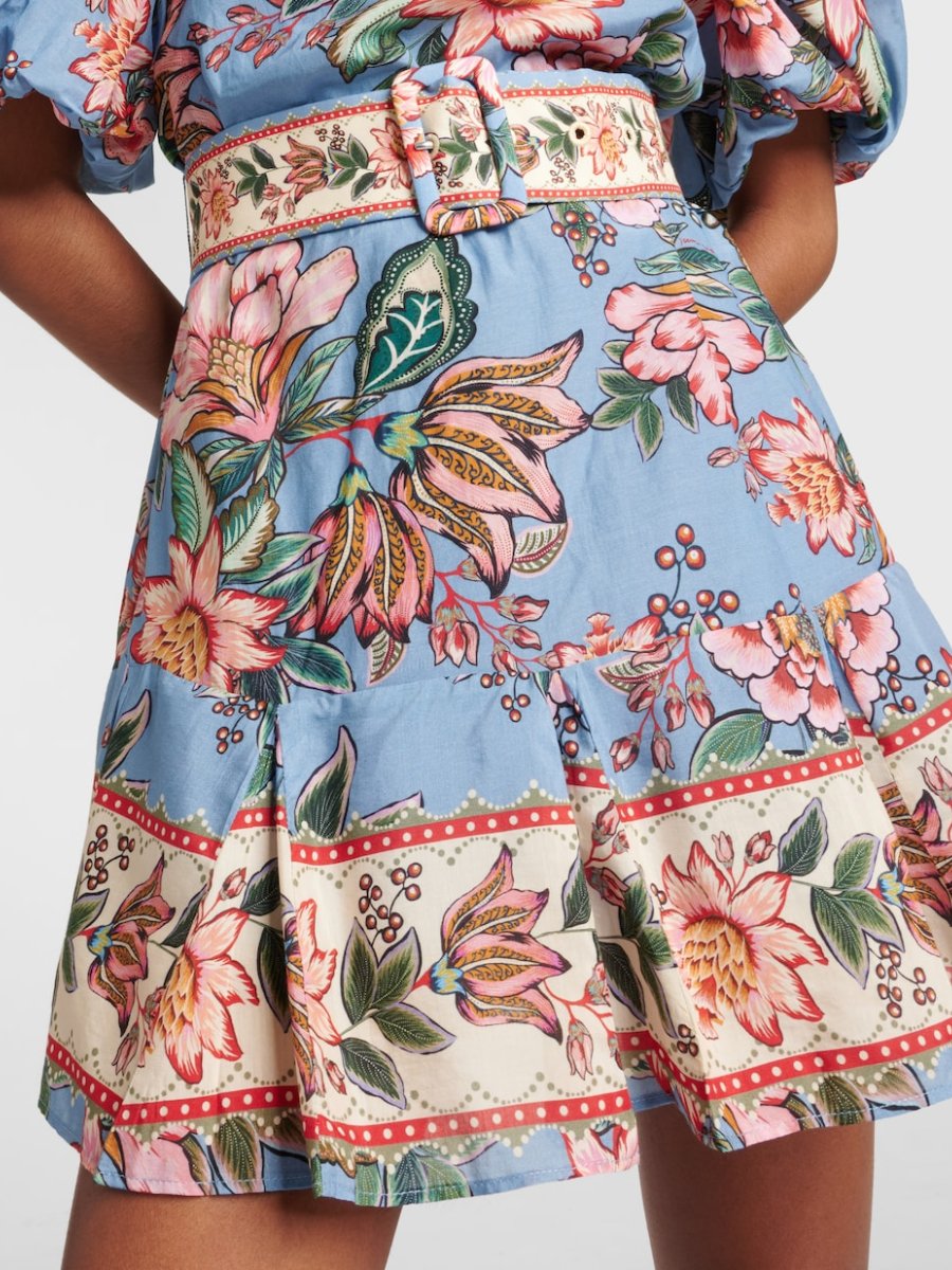 Bouquet Floral Belted Mini Dress