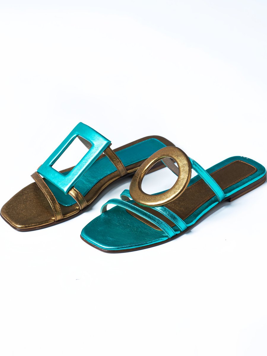 Asymmetric Metallic Sandals