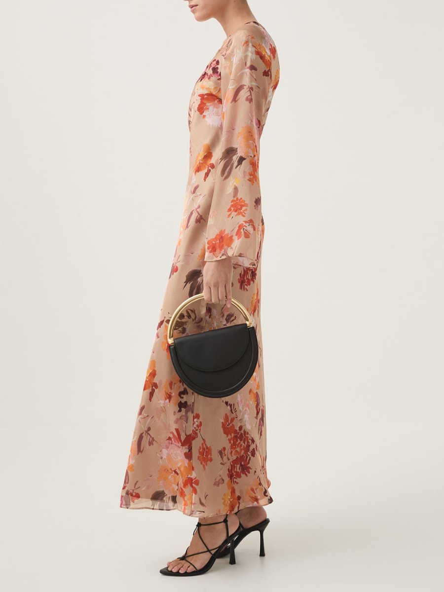 Floral Print Satin Maxi Dress