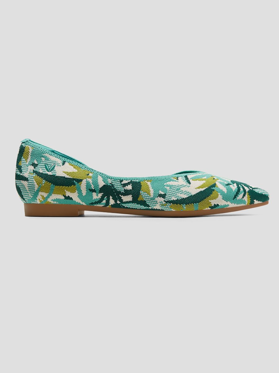 Turquoise Tropical Pointed-Toe Flats