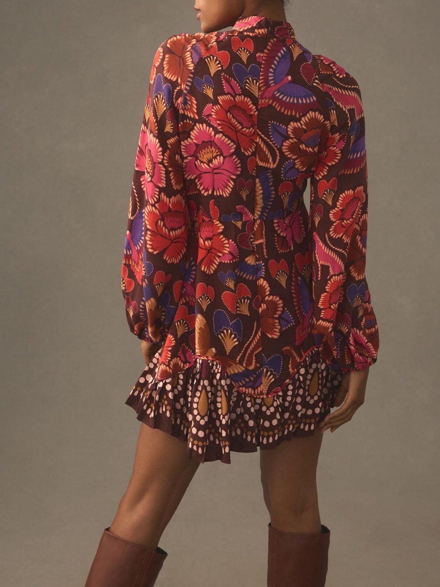 Bright Flora Long Sleeve Mini Dress