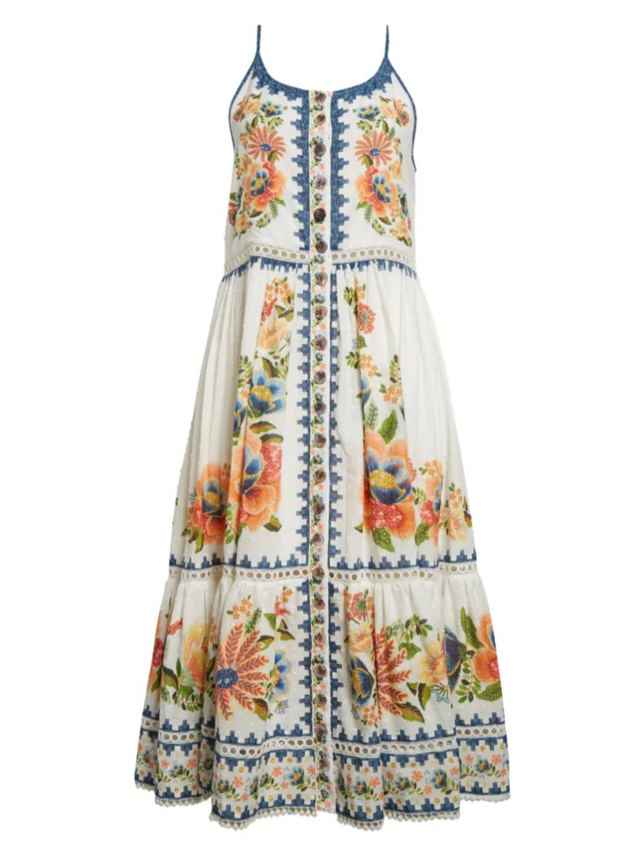 Garden A-Line Cotton Midi Dress