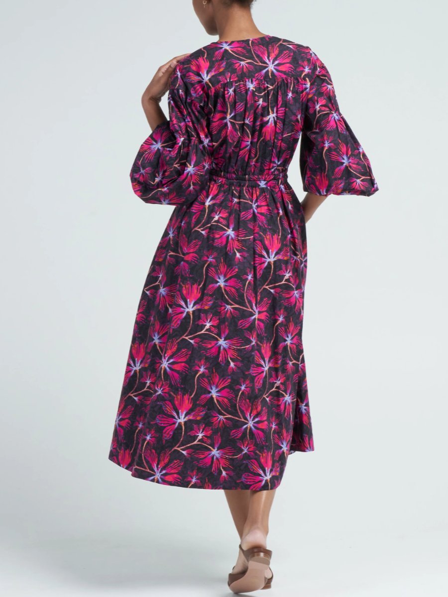 Purple Samara Floral Print Midi Dress