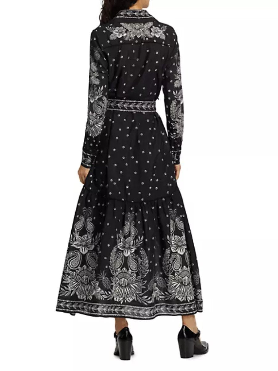 Belted Printed Cotton-Blend Maxi Dress