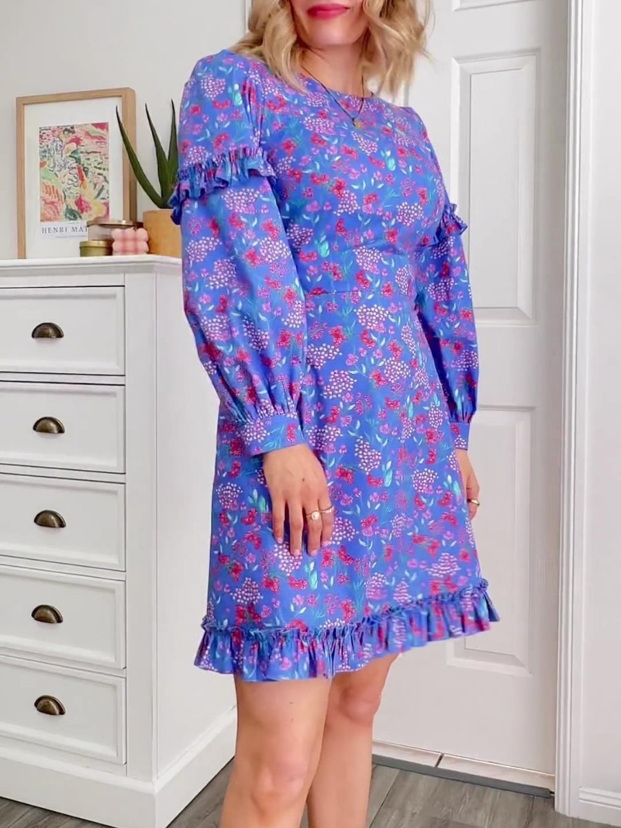 Bright Blooms Long Sleeve Mini Dress