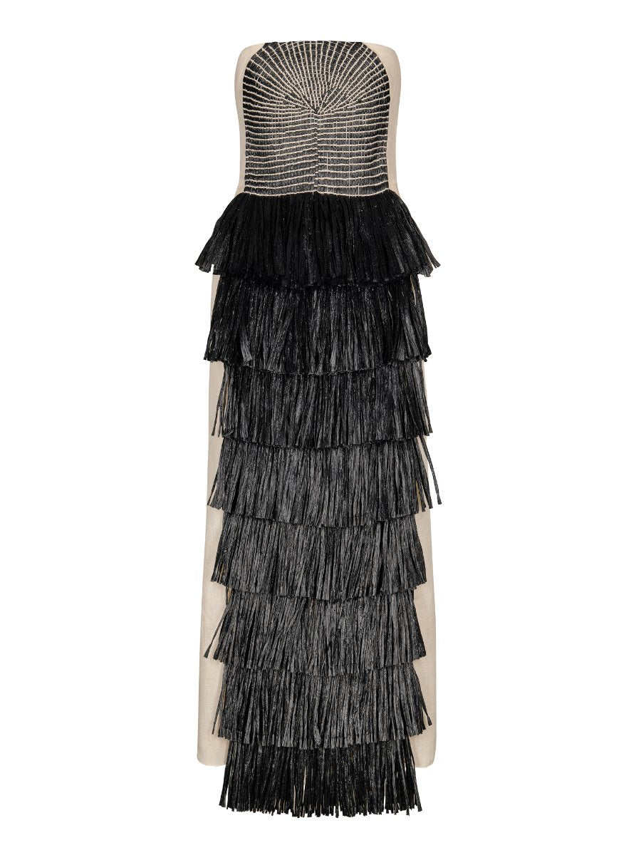 Western Flames Fringed Cotton Midi Dress