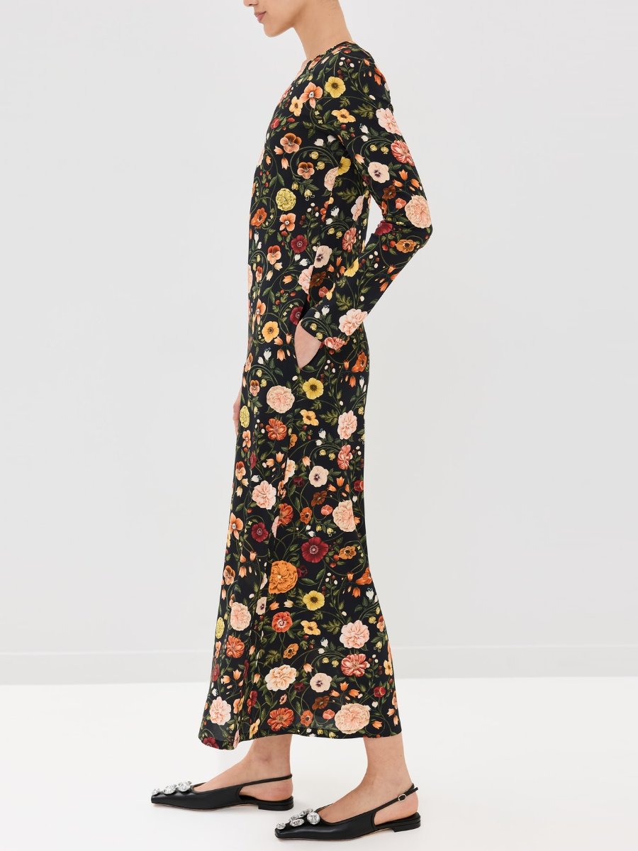 Long Sleeve Floral Swing Maxi Dress