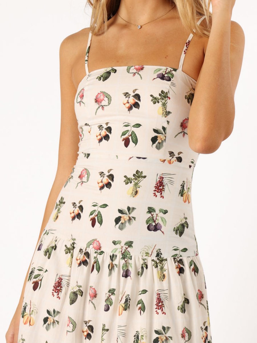 A-Line Floral Vintage Midi Dress