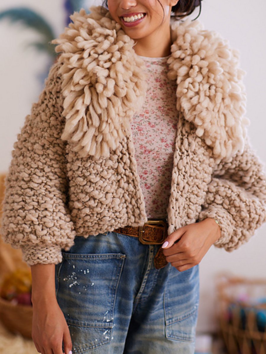 Detachable Fringed Collar Cardigan