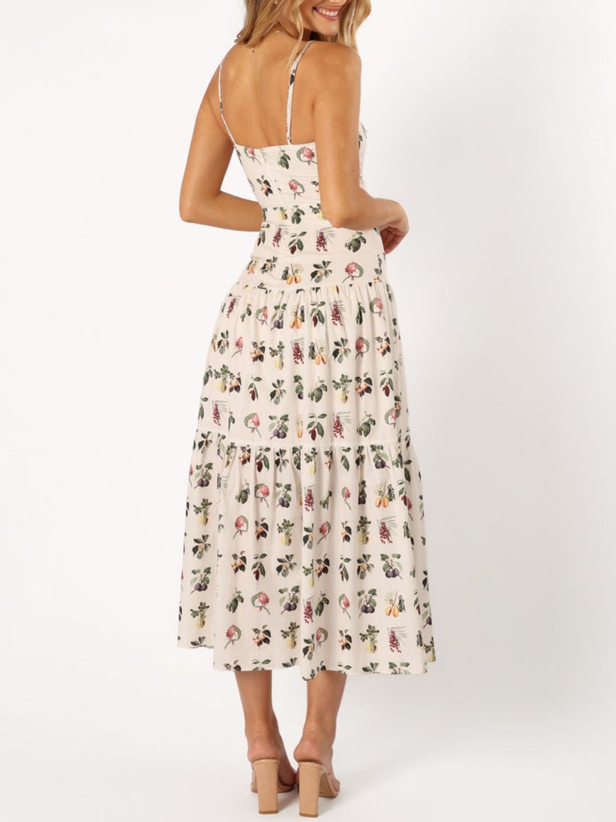 A-Line Floral Vintage Midi Dress