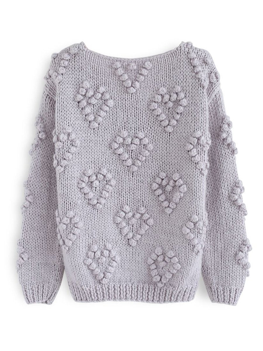 Knit Your Love V-Neck Sweater In Lavender